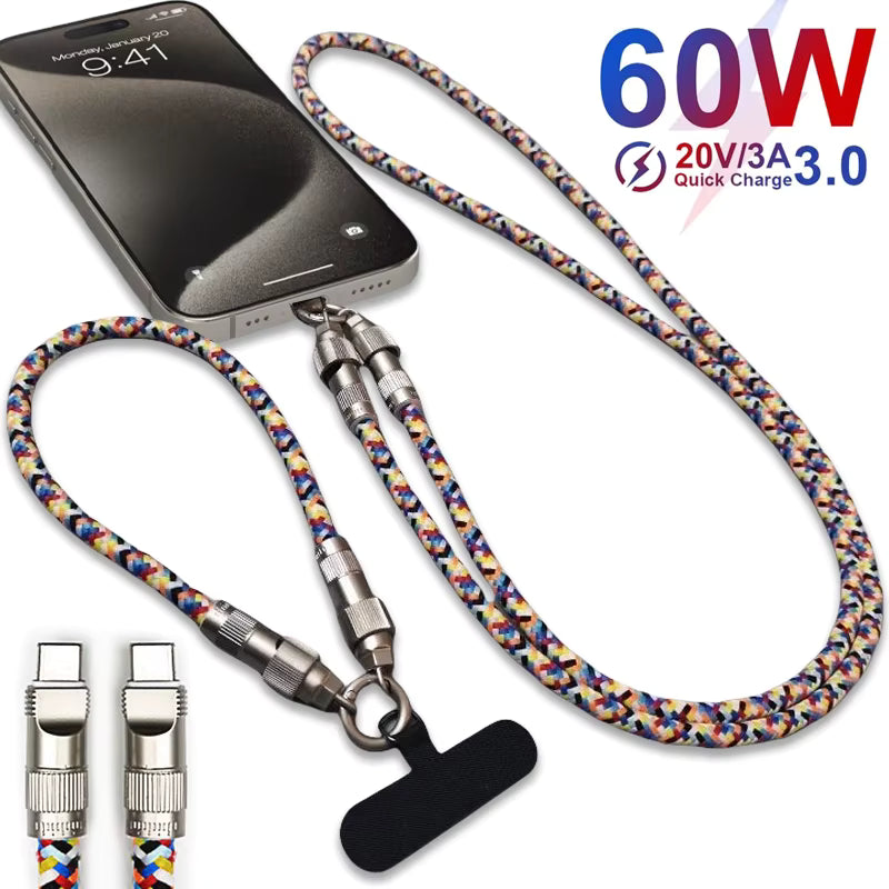 LANYARD FAST CHARGER DATA CABLE TYPE C-C 1.2M