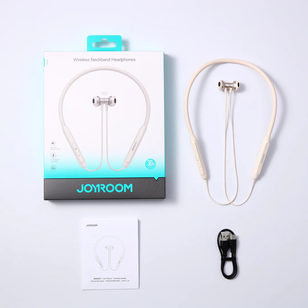 Joy Room-D8 Neckband Wireless Bluetooth Sports Outdoor Earphone White