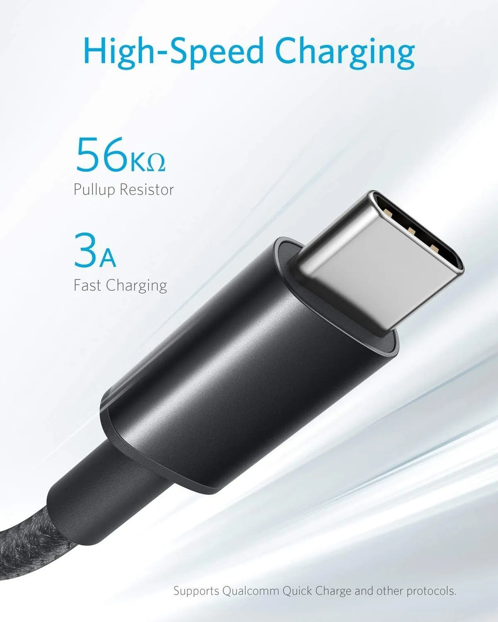 Anker Nylon Cable USB-A to USB-C - 6ft - Black | A8173H11