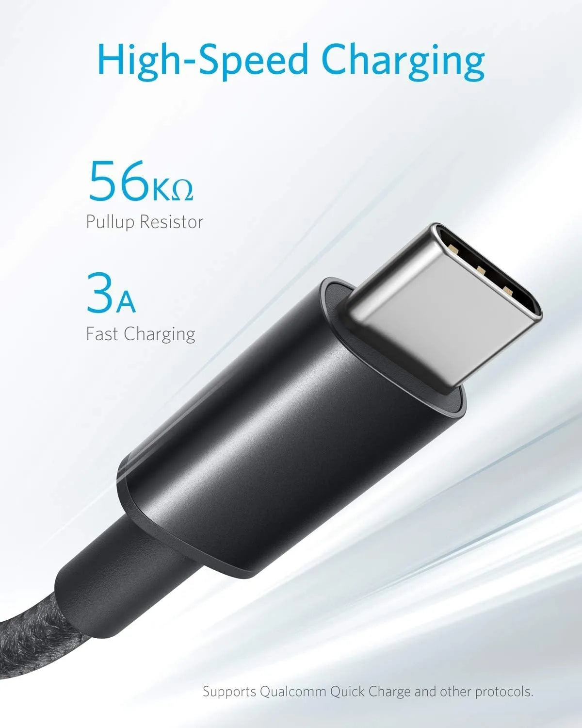 Anker Nylon Cable USB-A to USB-C - 6ft - Black | A8173H11