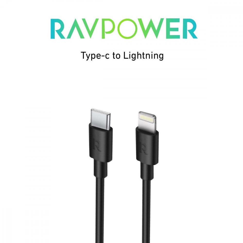 RavPower Type-C to Lightning Cable, 1 Meter, Black - RP-CB1016