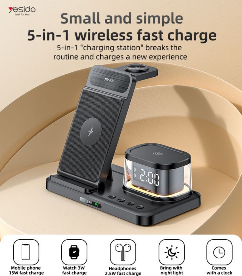 YESIDO WIRELESS CHARGER MULTIFUNCTION 20W DS22